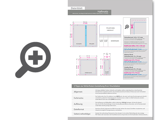 Product Bild haftnotizen-set_50_blatt_mit_papiermarkern_und_bedruckten_inhalt_im_softcover-kartonumschlag__4_0-farbig_bedruckt